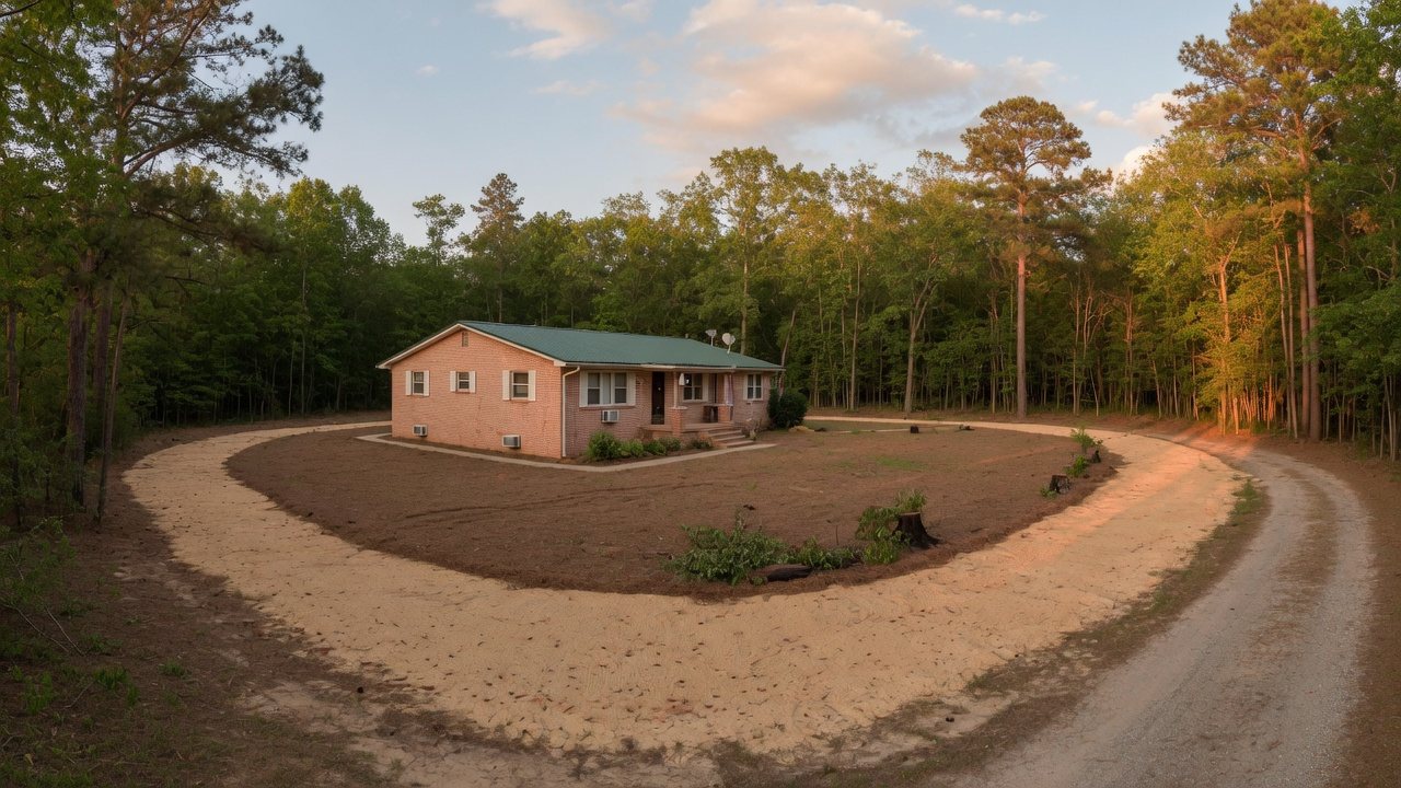 Fire break cleared around a rural home
